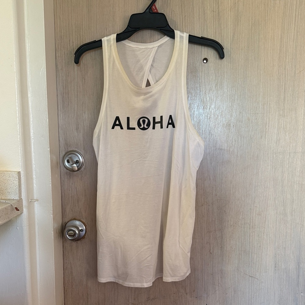 Lululemon White Aloha Tie Tank Top RARE